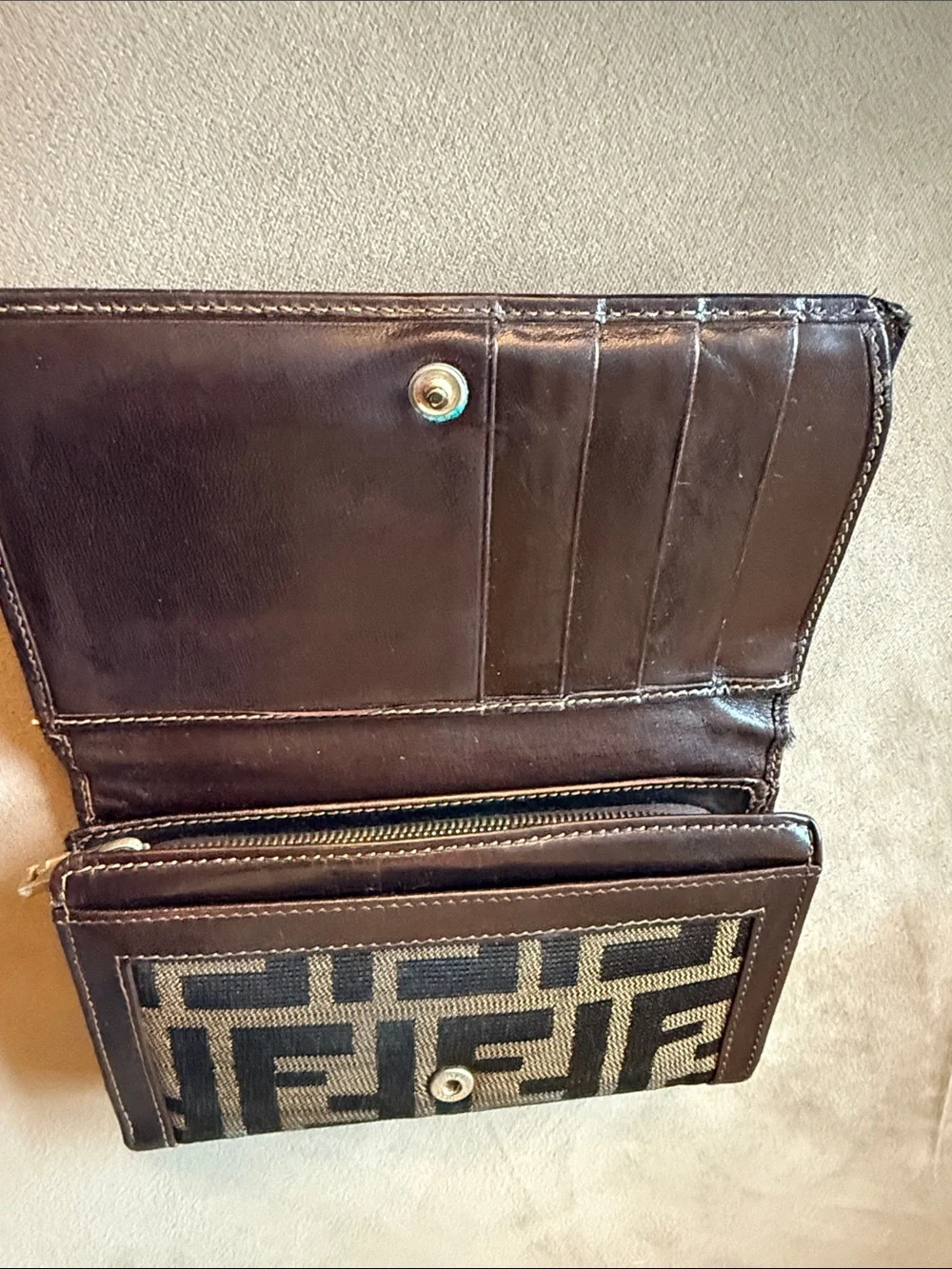 Authentic Fendi Bifold wallet with credit card and zip coin pockets